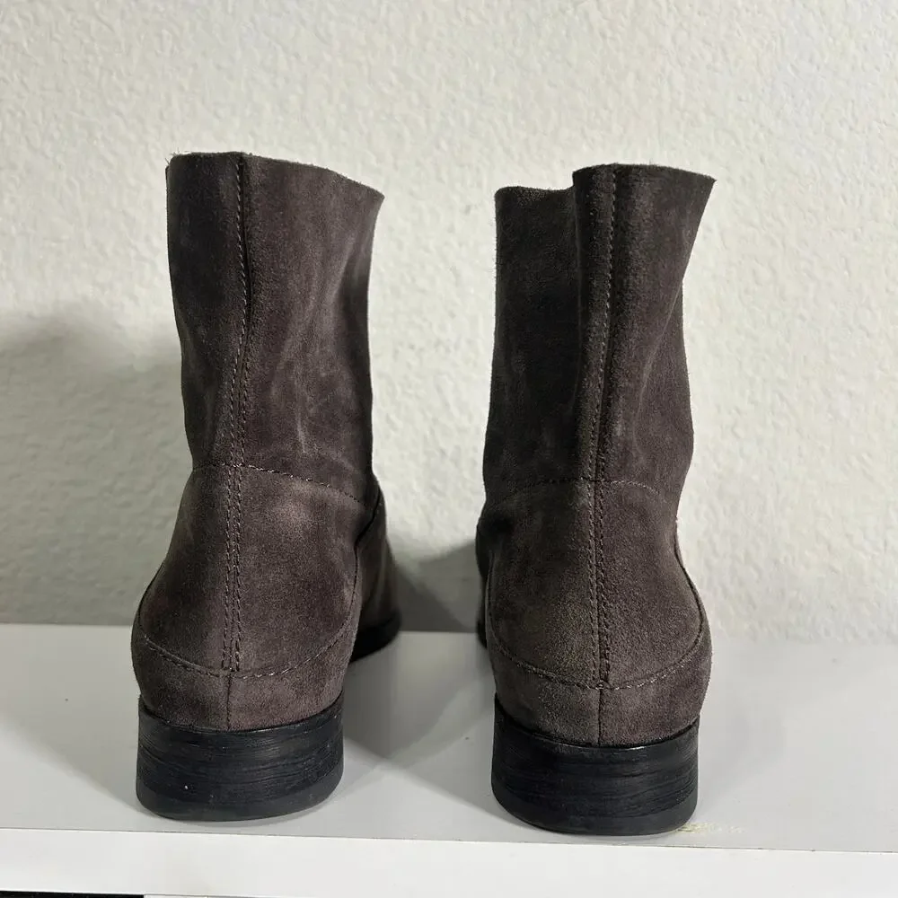 NEW Eileen Fisher Jaunt Short Boots Italian Suede Size 8.5 Slate Brown